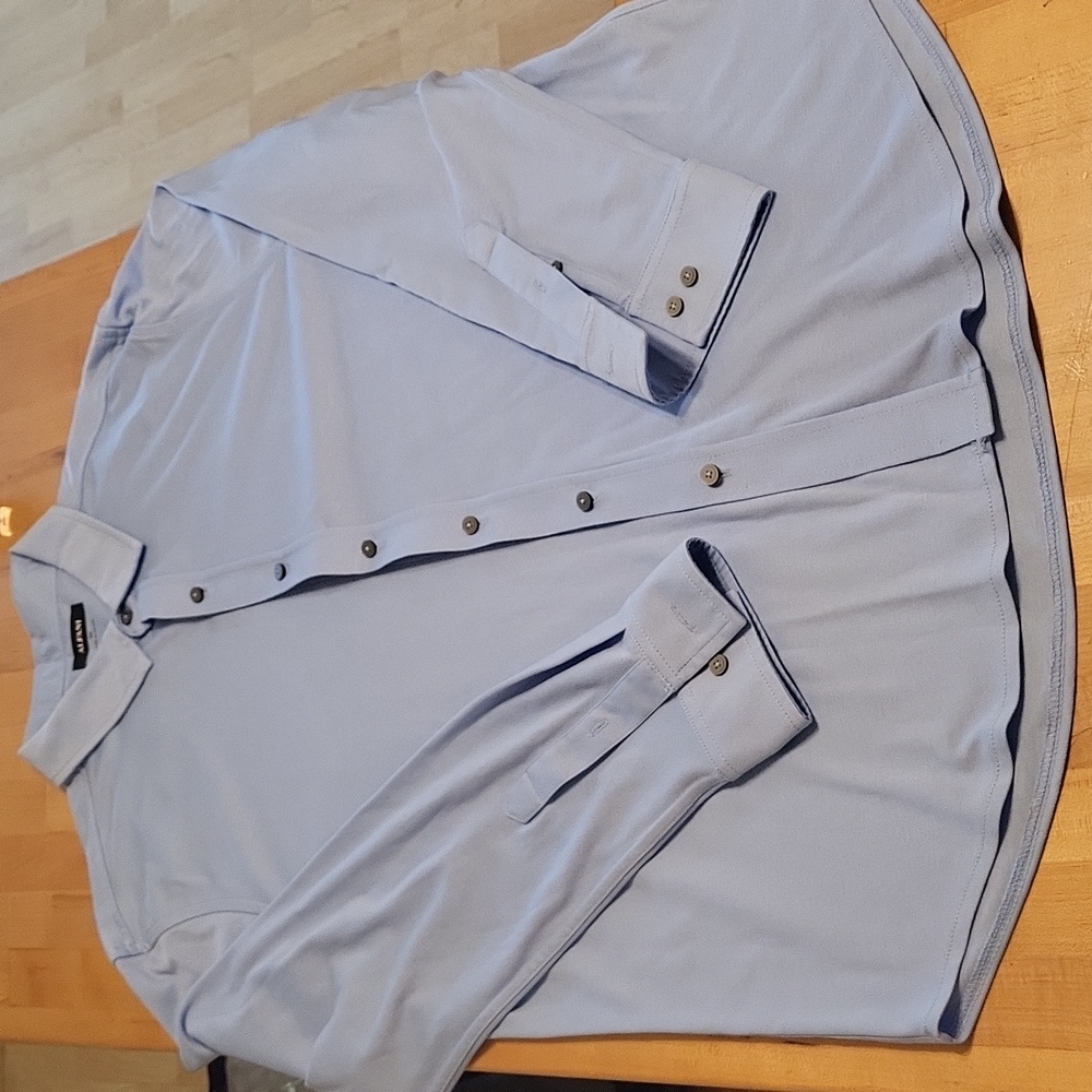 Alfani Blue Ling Sleeve Button-up